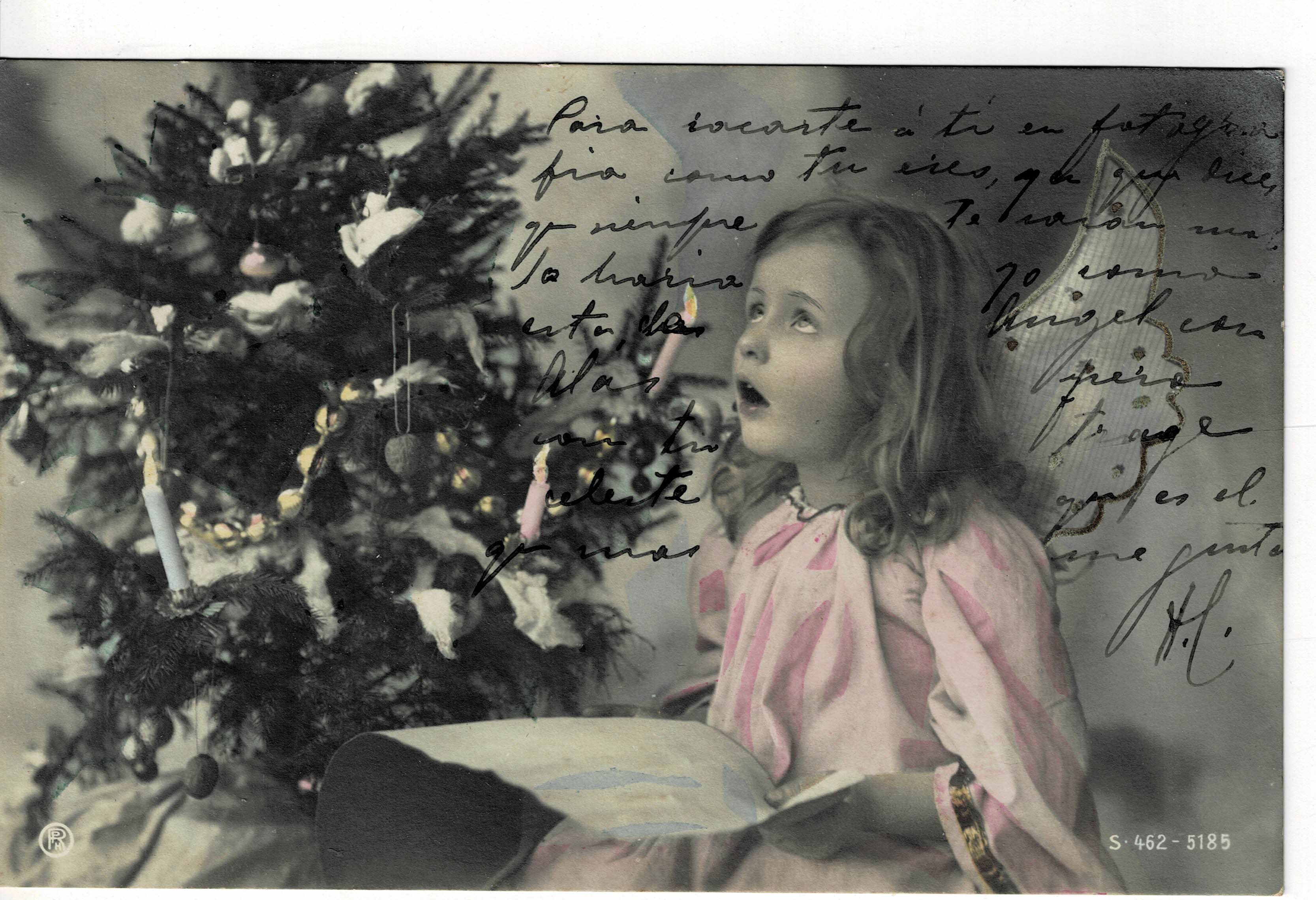 POSTAL DE NIÑOS. NIÑA DE ROSA.