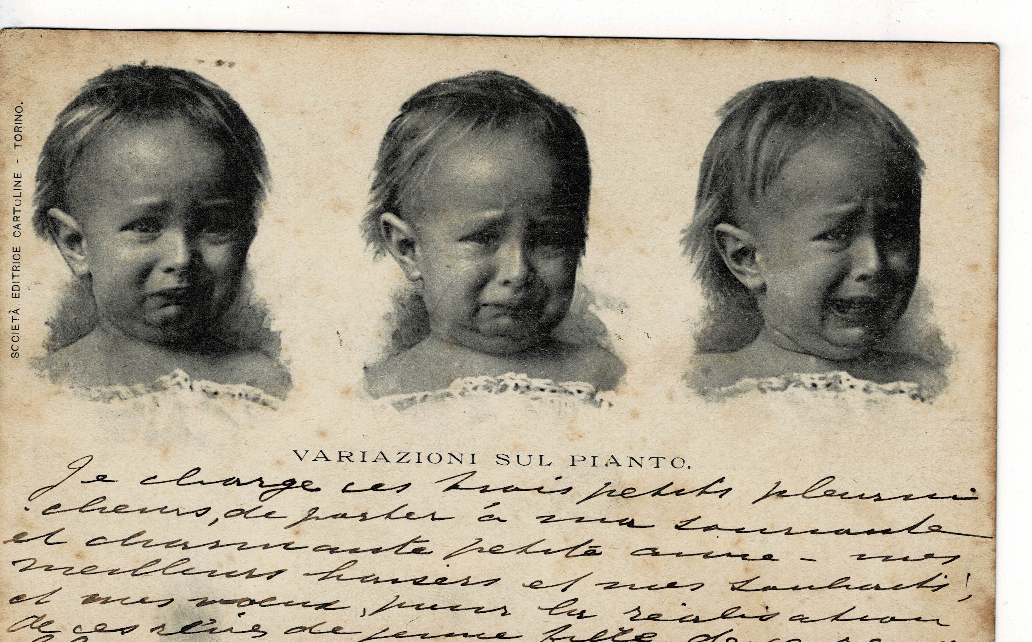 POSTAL DE NIÑOS. NIÑO LLORANDO.