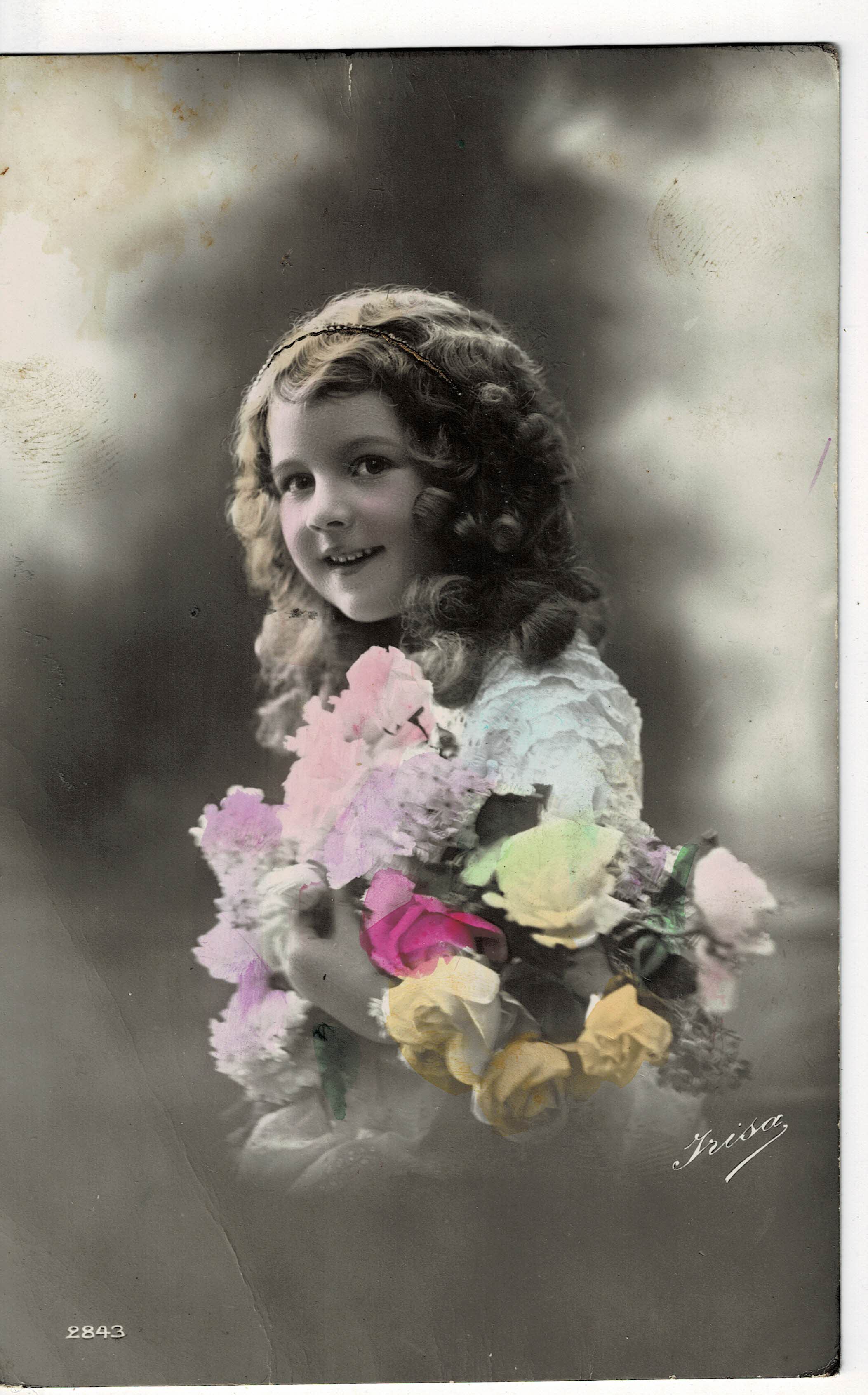 POSTAL DE NIÑOS. NIÑA A COLOR.