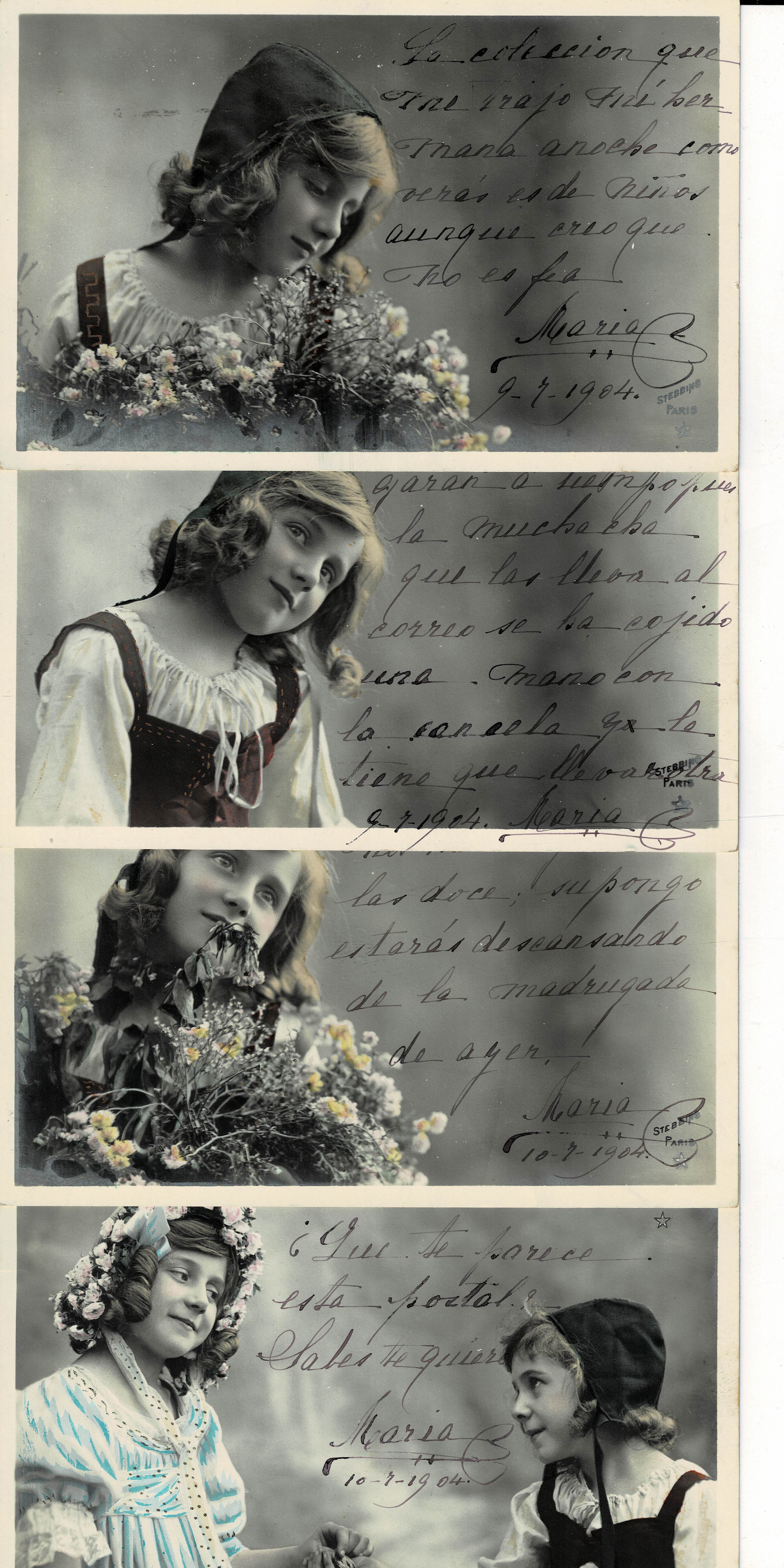 LOTE DE 4 POSTALES DE NIÑOS.