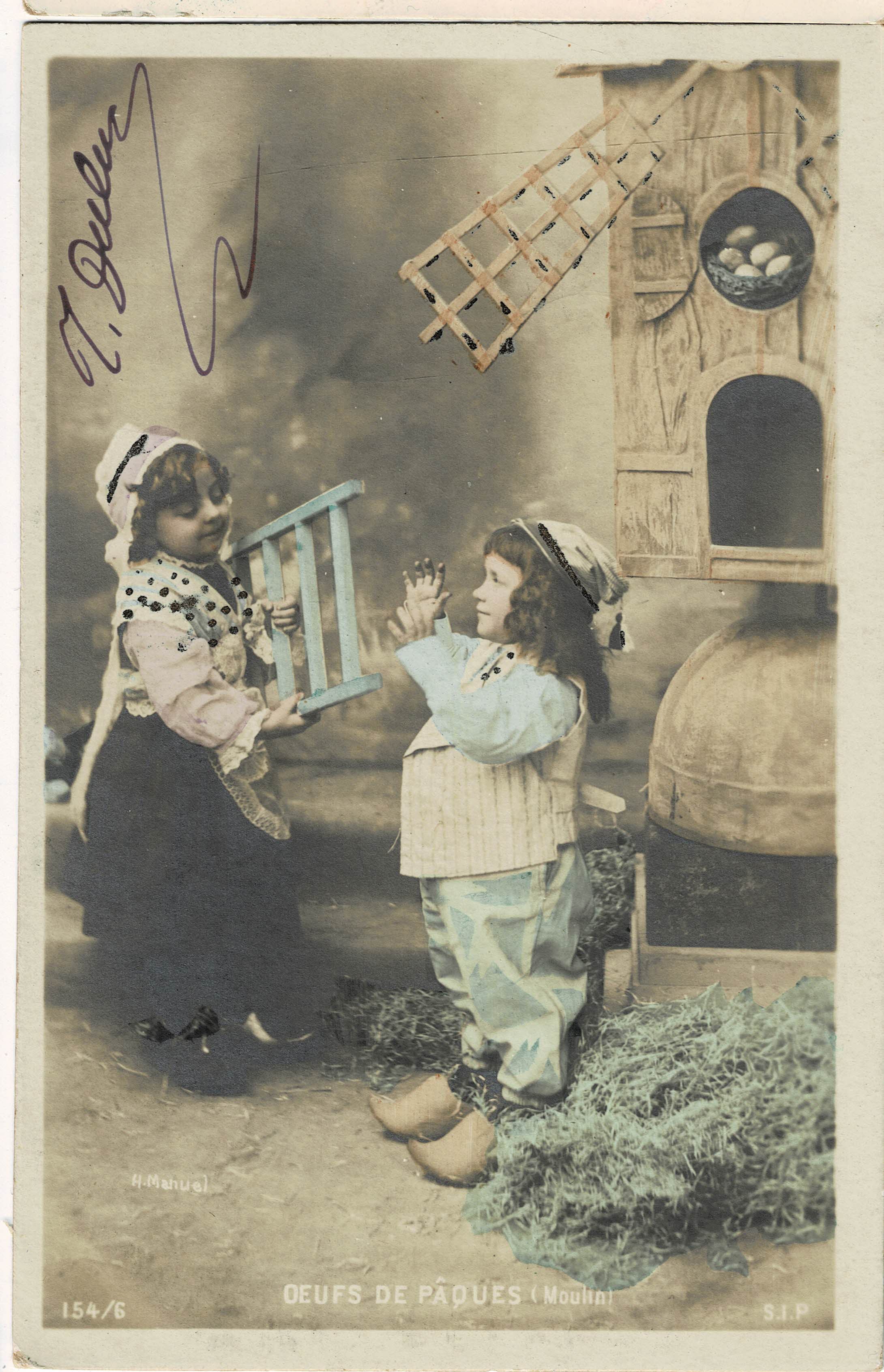POSTAL NIÑOS CON MOLINO.