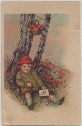 POSTAL DE NIÑOS. NIÑO EN EL CAMPO