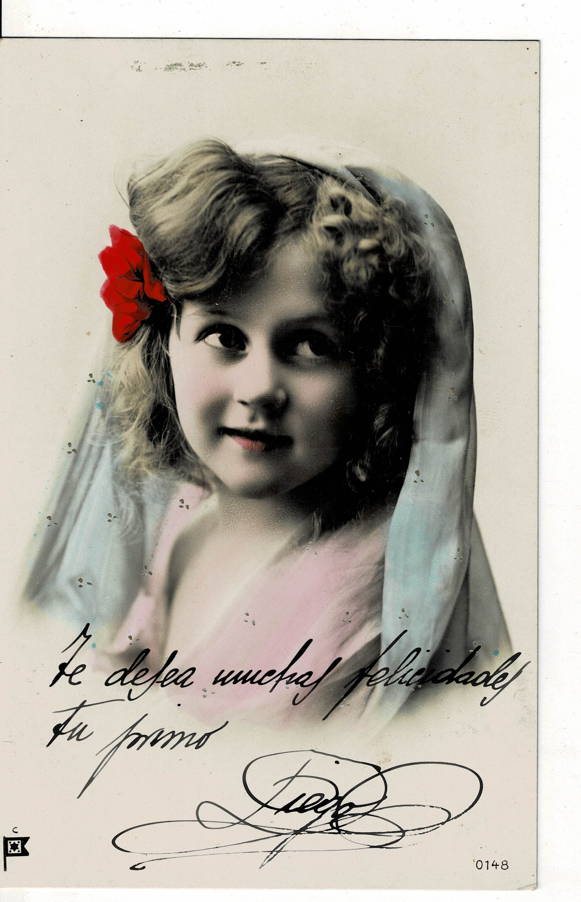 POSTAL DE NIÑOS. NIÑA A COLOR.
