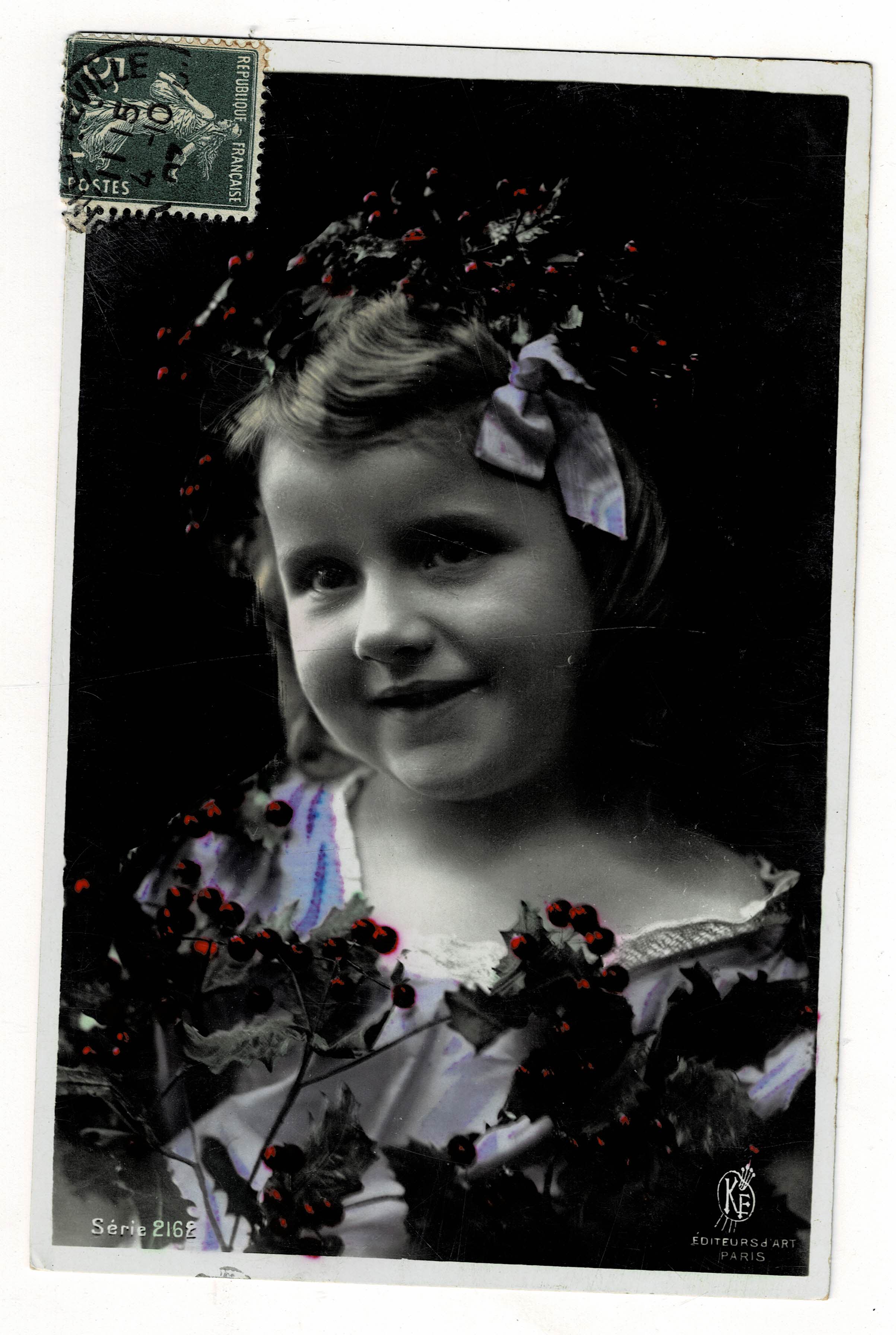 POSTAL DE NIÑOS. NIÑA A COLOR.
