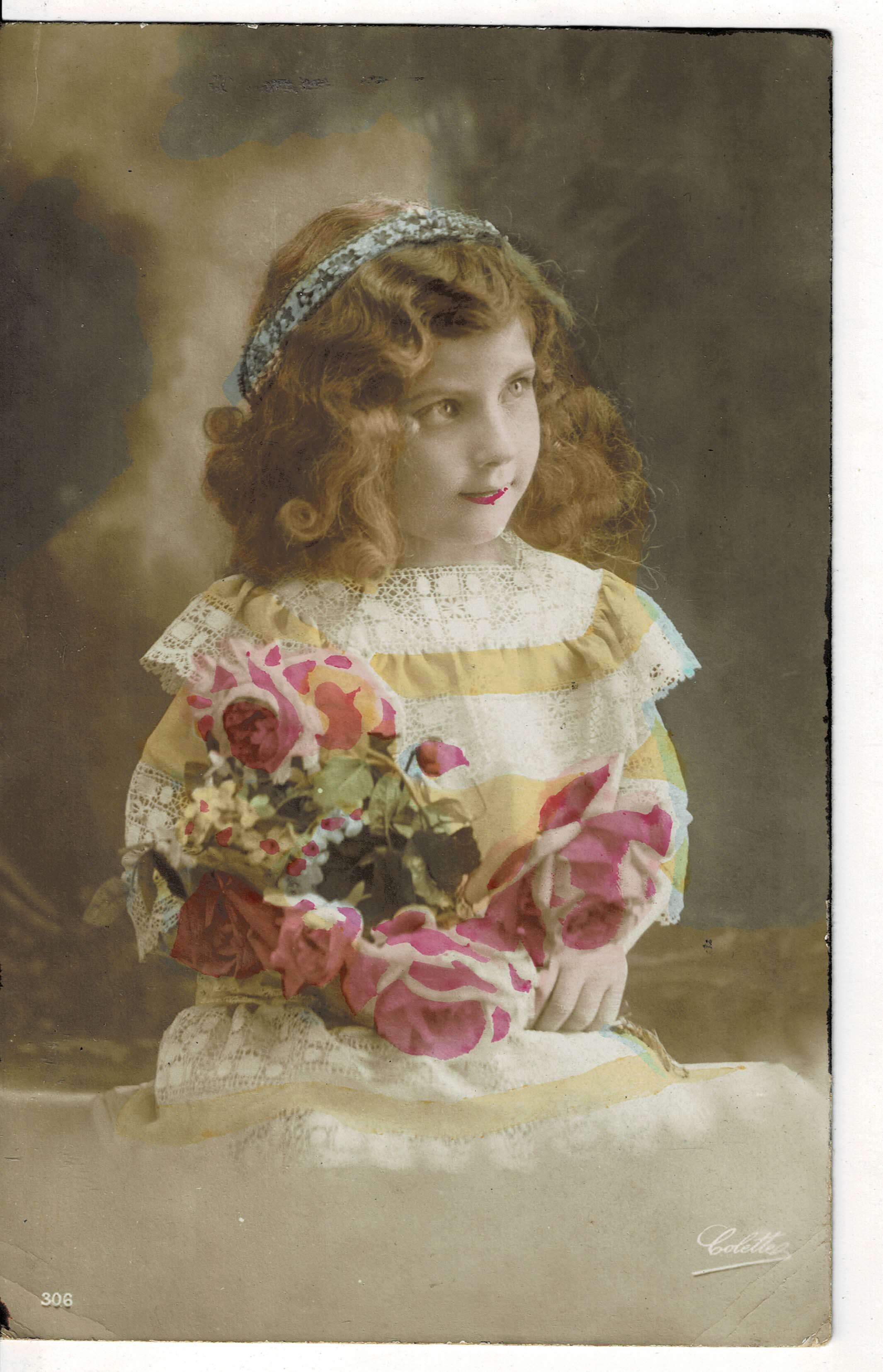 POSTAL DE NIÑOS. NIÑA A COLOR.