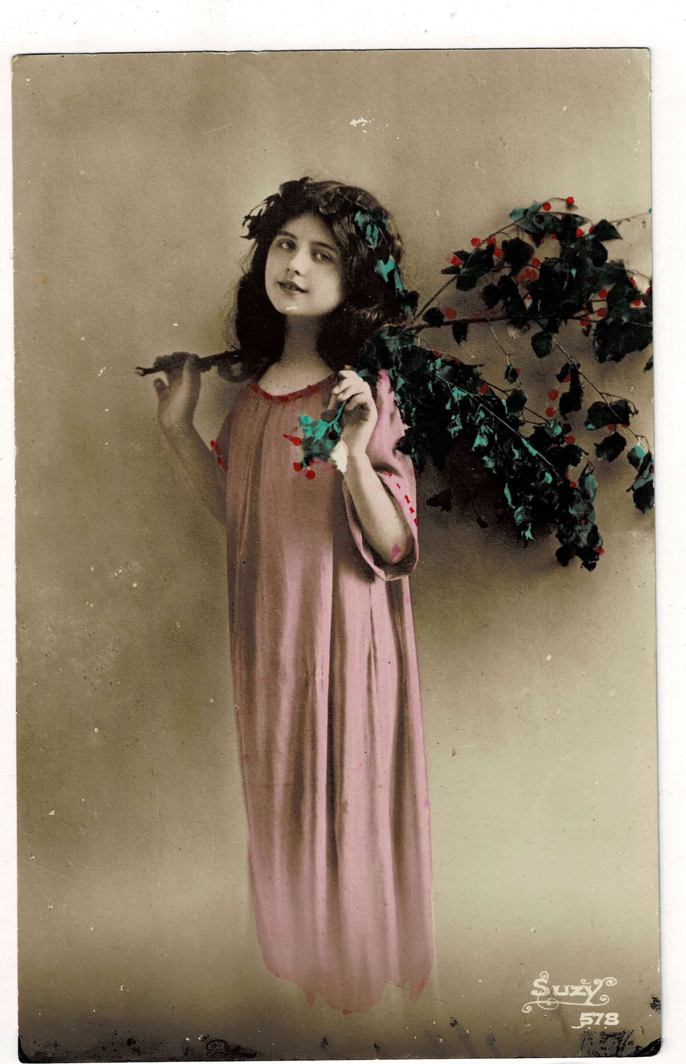 POSTAL DE NIÑOS. NIÑA A COLOR.