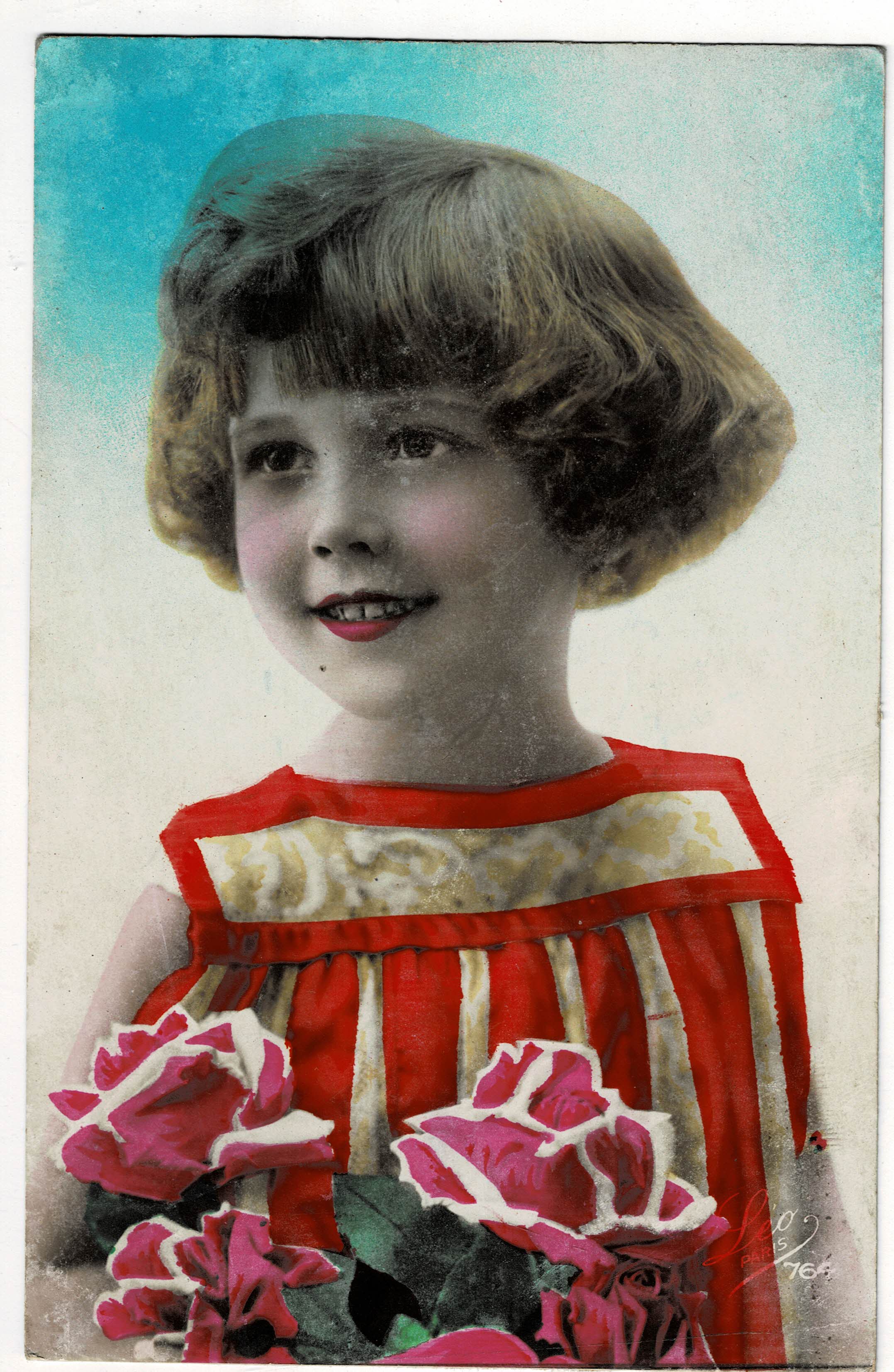 POSTAL DE NIÑOS. NIÑA A COLOR.