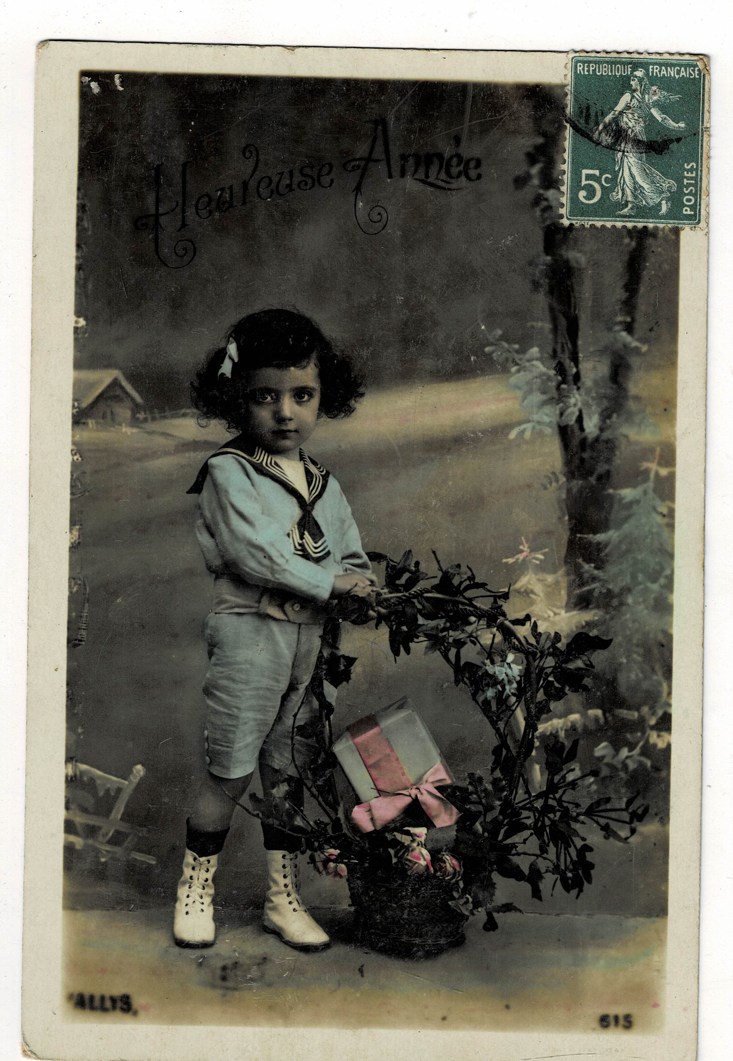 POSTAL DE NIÑOS. NIÑA A COLOR.