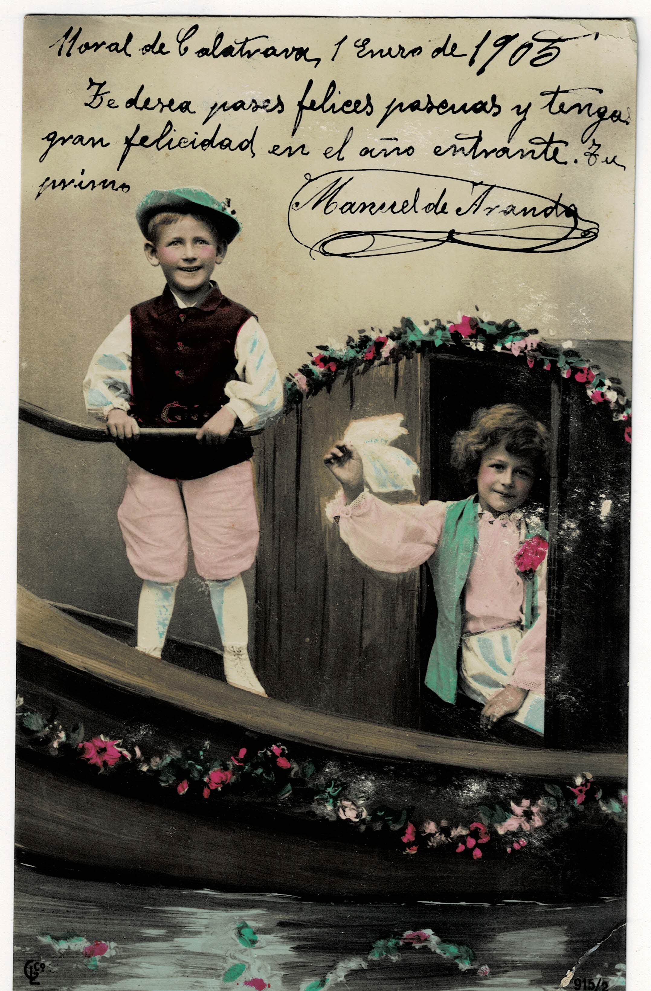 POSTAL DE NIÑOS A COLOR.