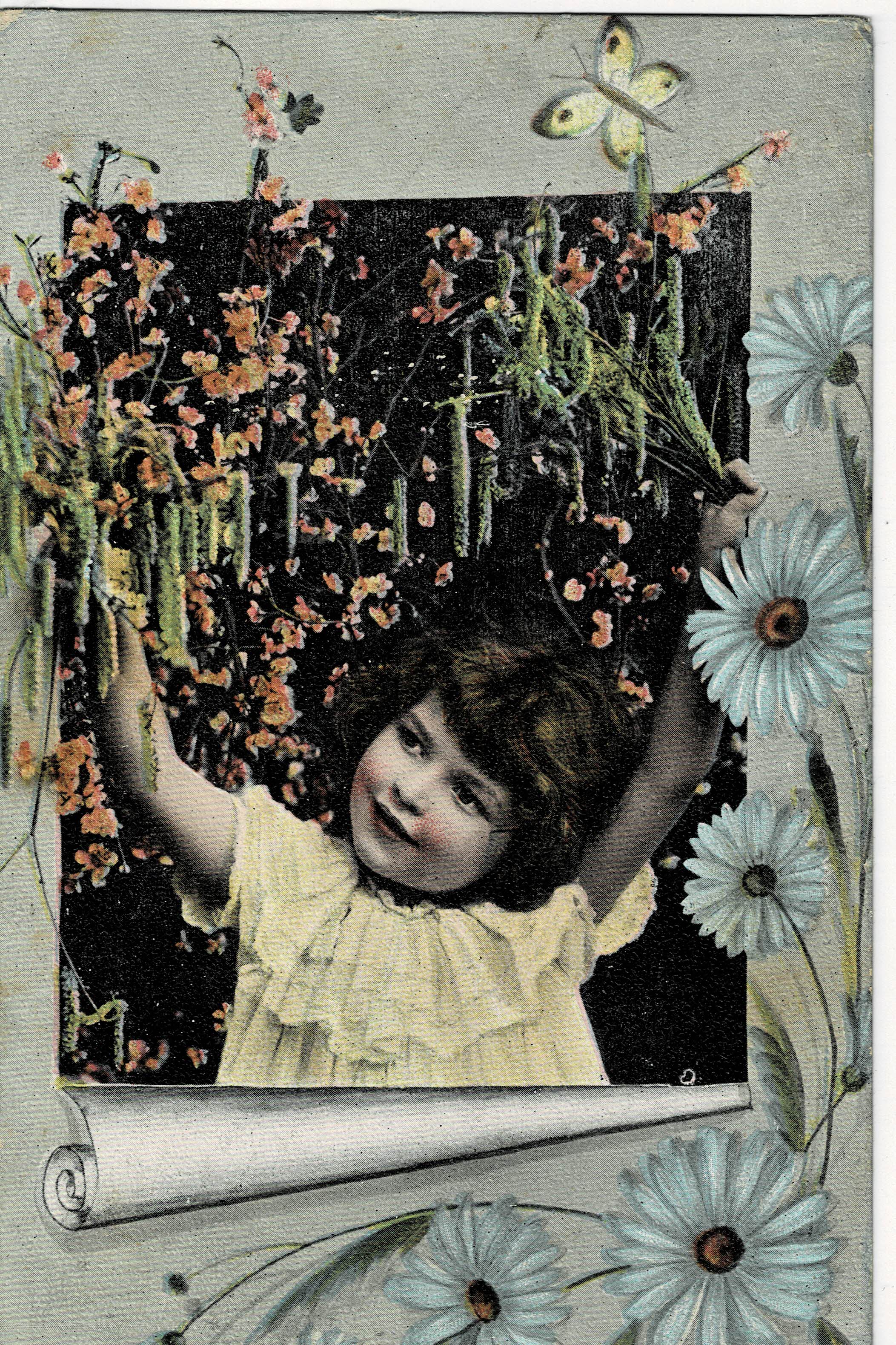 POSTAL DE NIÑOS. NIÑA A COLOR.