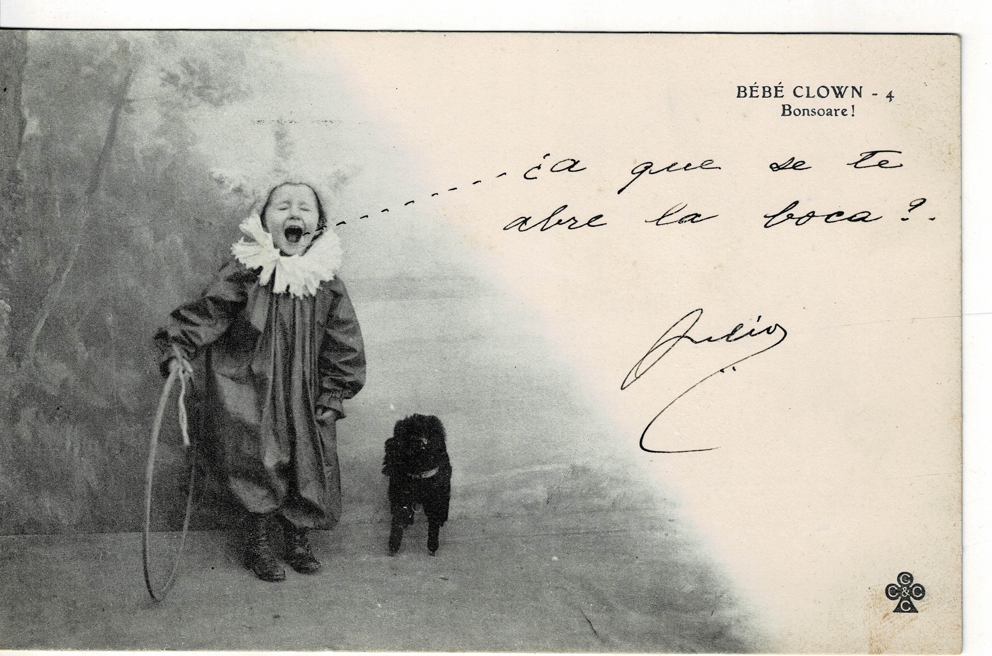 POSTAL DE NIÑOS. NIÑO CON PERRO.