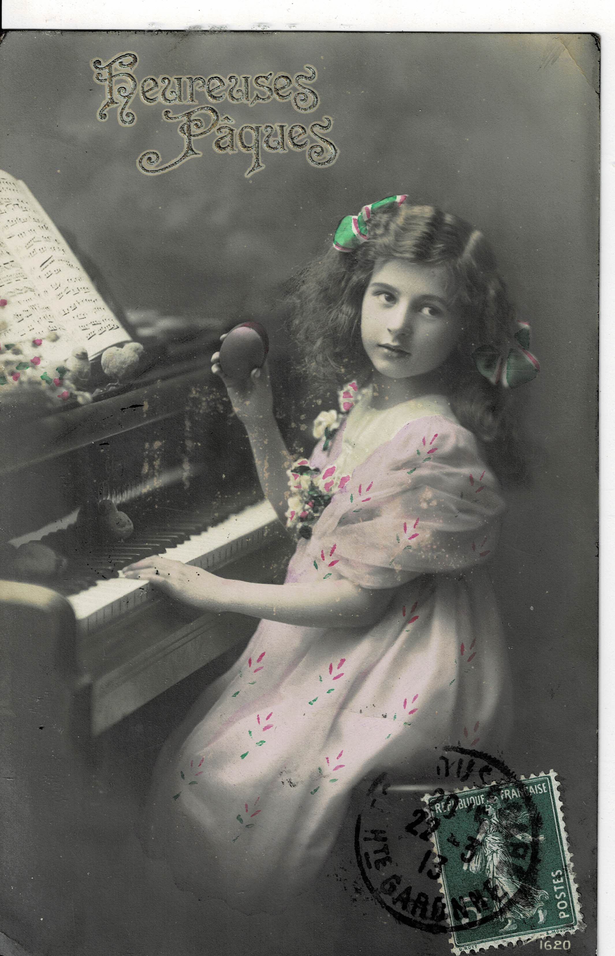 POSTAL DE NIÑOS. NIÑA. FEUREUSES PAQUES.