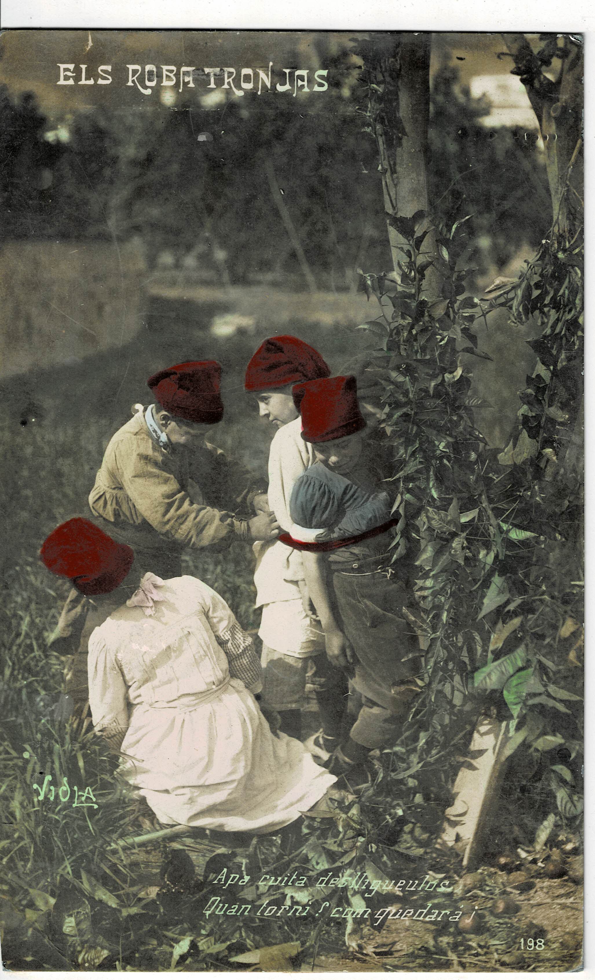 POSTAL DE NIÑOS. ELS ROBA TRONJAS.
