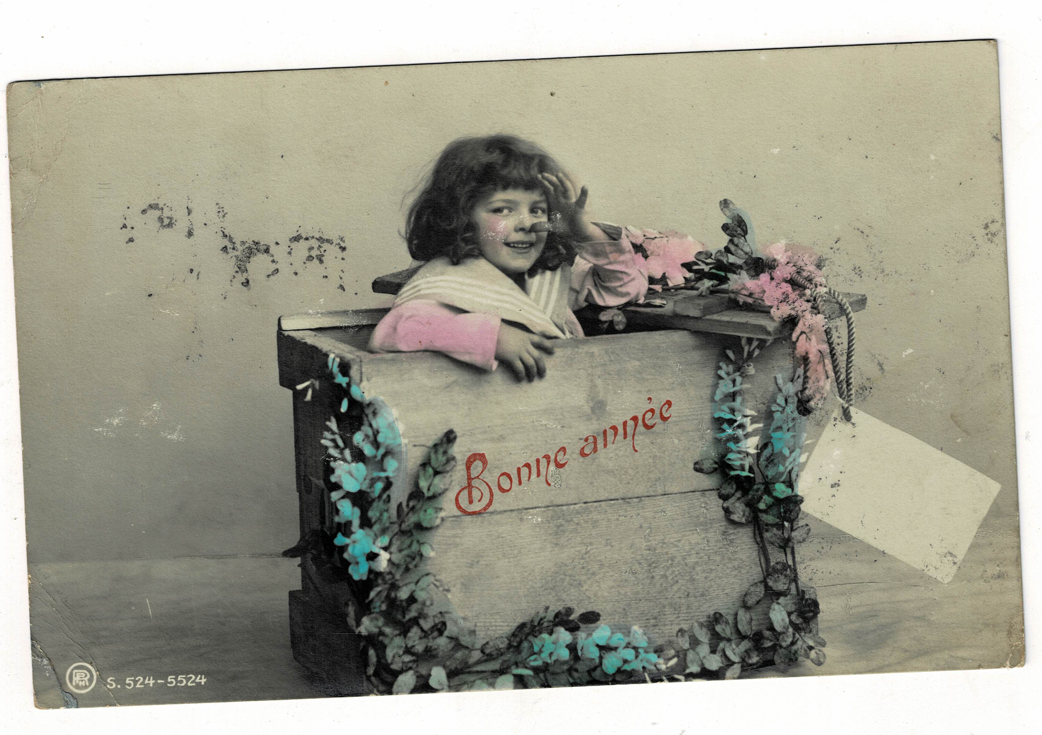 POSTAL DE NIÑOS. NIÑA BONNE ANNEE.