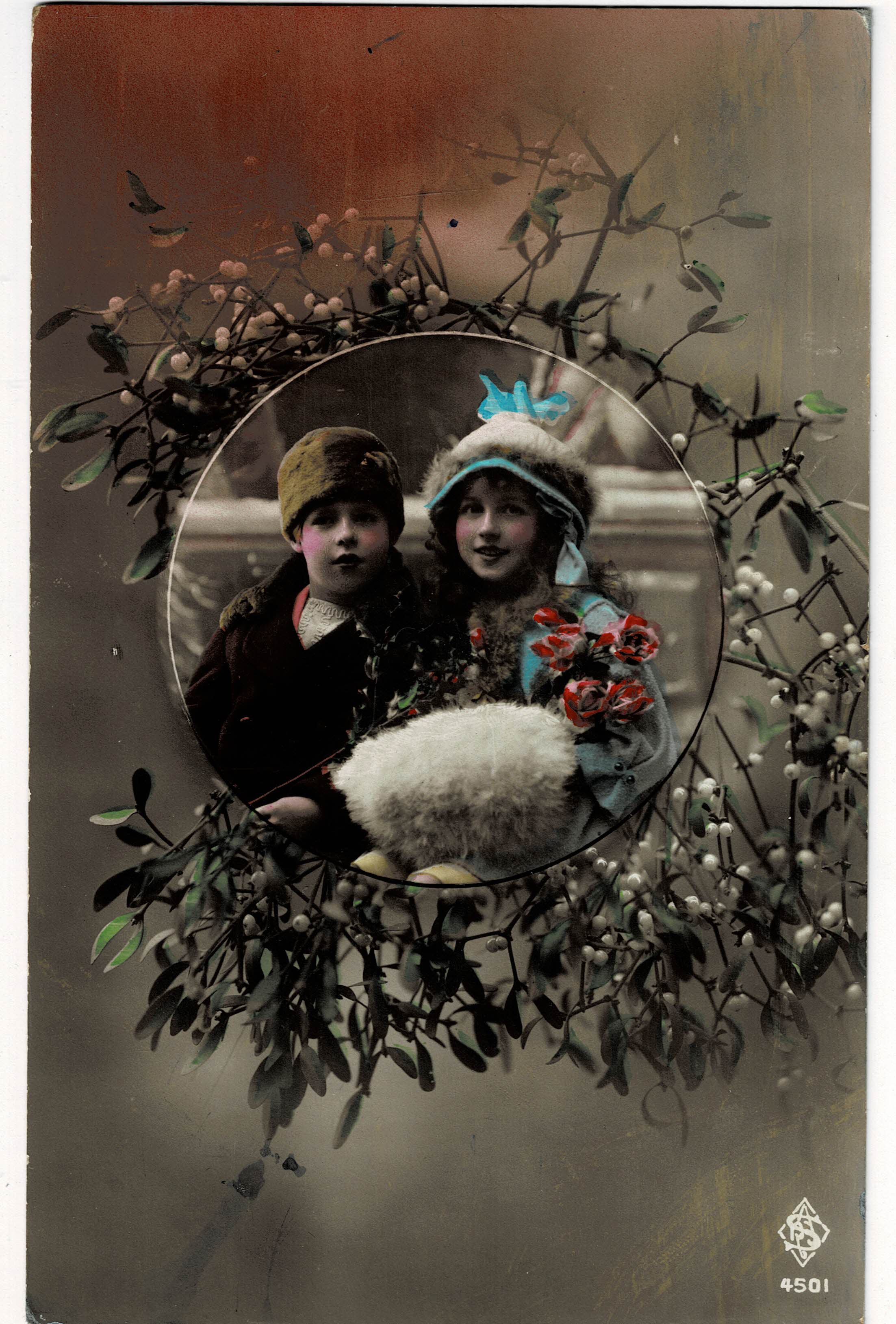 POSTAL DE NIÑOS. RETRATO NIÑOS.