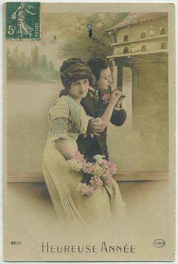 POSTAL DE PAREJA. HEUREUSE ANNEE