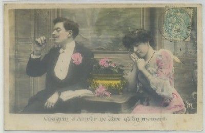 POSTAL DE PAREJA. CHAGRIN D'AMOUR NE DURE QU'UN MOMENT