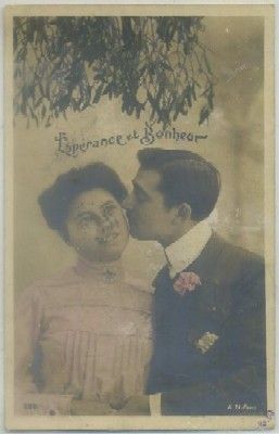 POSTAL DE PAREJA. ESPERANCE ET BONHEAR