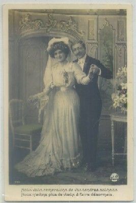 POSTAL DE PAREJA. NOUS VOUS REMERCIONS DE VOS TENDRES SOUHAITS