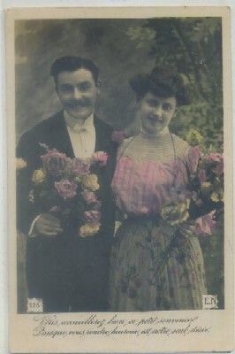 POSTAL DE PAREJA. VOUS ACCUEILLEREZ BIEN CE PETIT SOUVENIRS