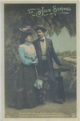 POSTAL DE PAREJA. LA JOLIE SERVANTE