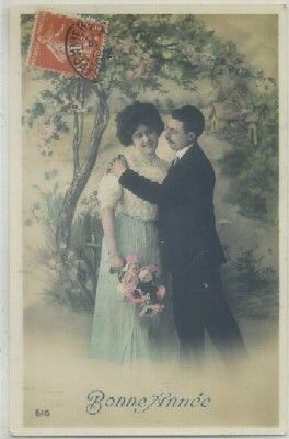 POSTAL DE PAREJA. BONNE ANNÉE
