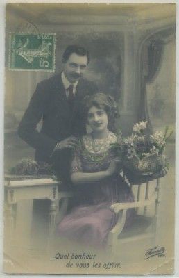 POSTAL DE PAREJA. QUEL BONHEUR DE VOUS LES OFFRIR