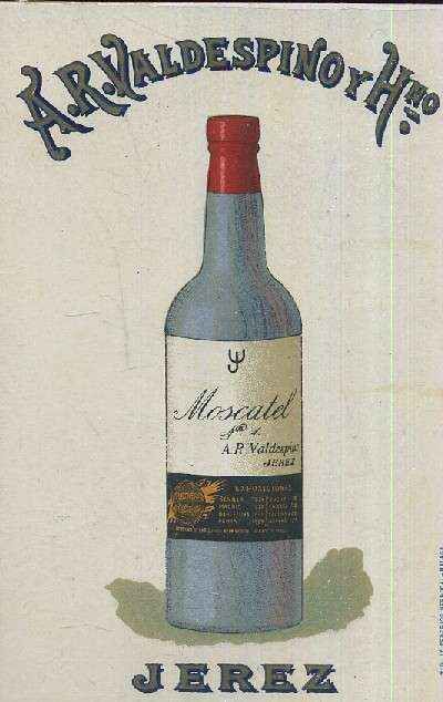 POSTAL DE PUBLICIDAD MOSCATEL VALDESPINO JEREZ