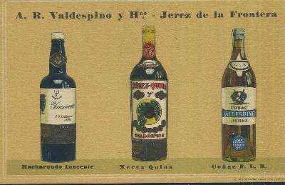 POSTAL DE PUBLICIDAD VALDESPINO JEREZ DE LA FRONTERA MACHARNUDO INOCENTE / XEREZ QUINA / COÑAC F.L.B.
