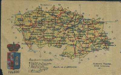 POSTAL DE PUBLICIDAD MAPA DE LA PROVINCIA DE TOLEDO