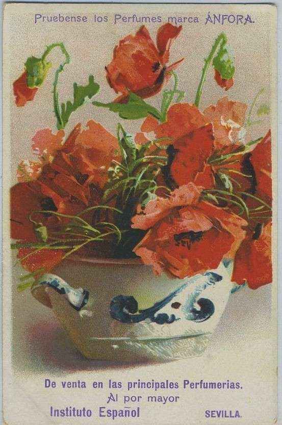 POSTAL PUBLICIDAD PERFUMES MARCA ANFORA