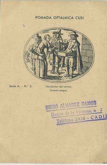 POSTAL PUBLICIDAD POMADA OFTALMICA CUSI. LABORATORIOS DEL NORTE