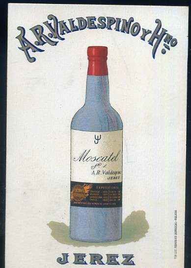 POSTAL DE PUBLICIDAD VINO MOSCATEL A.R. VALDESPINO - JEREZ