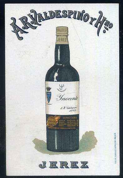 POSTAL DE PUBLICIDAD VINO INOCENTE A.R. VALDESPINO - JEREZ
