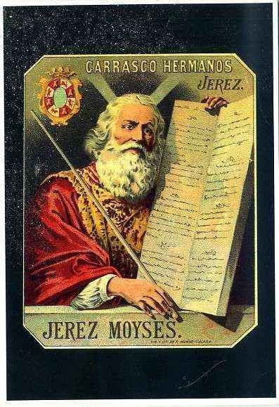 POSTAL PUBLICITARIA JEREZ MOYSES. CARRASCO HERMANOS. SERIE PERSONAJES Nº 19