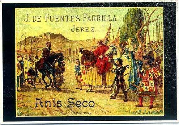 POSTAL PUBLICITARIA ANIS SECO. JEREZ. SERIE PERSONAJES Nº 1