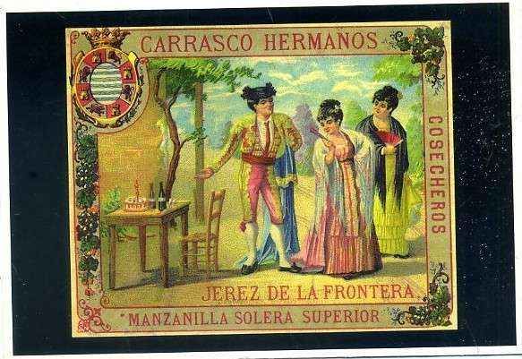 POSTAL PUBLICITARIA MANZANILLA SOLERA SUPERIOR. SERIE COSTUMBRISTAS Nº 63