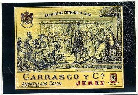 POSTAL PUBLICITARIA AMONTILLADO COLON. SERIE AMERICA Nº 34