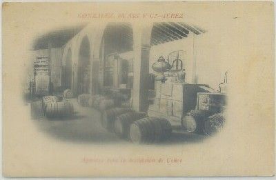 POSTAL DE PUBLICIDAD. GONZALEZ BYASS Y CIA. JEREZ. APARATOS PARA DESTILACION DEL VINO