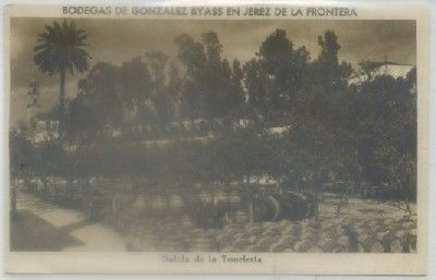 POSTAL DE PUBLICIDAD. GONZALEZ BYASS Y CIA. JEREZ. SALIDA DE TONELERIA Nº 32