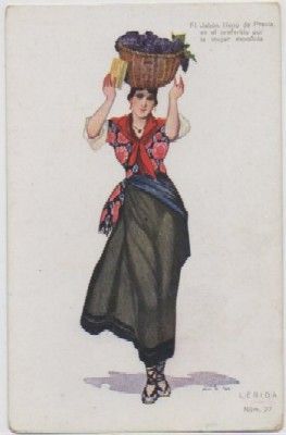 POSTAL DE PUBLICIDAD. EL JABON HENO DE PRAVIA. PERFUMERIA GAL. LERIDA Nº 27