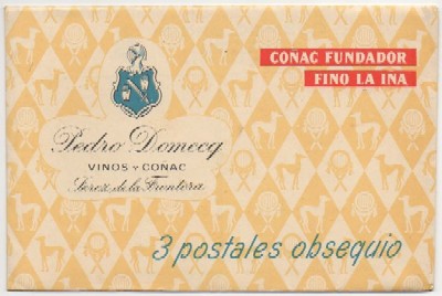 POSTALES DE PUBLICIDAD. PEDRO DOMECQ. VINOS Y COÑAC. JEREZ. 3 POSALES