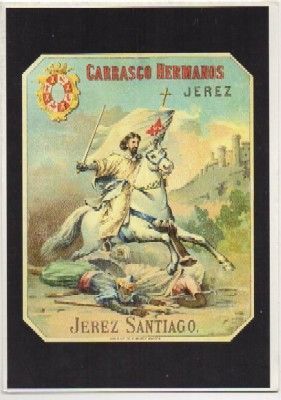 POSTAL PUBLICITARIA. REPROD. ETIQUETAS ANTIGUAS. CARRASCO HERMANOS. JEREZ SANTIAGO
