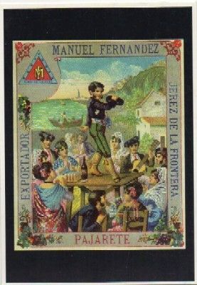 POSTAL PUBLICITARIA. REPROD. ETIQUETAS ANTIGUAS. PAJARETE. MANUEL FERNANDEZ