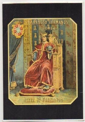 POSTAL PUBLICITARIA. REPROD. ETIQUETAS ANTIGUAS. JEREZ S. FERNANDO. CARRASCO HERMANOS