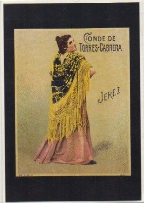 POSTAL PUBLICITARIA. REPROD. ETIQUETAS ANTIGUAS. CONDE DE TORRES-CABRERA. JEREZ