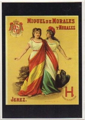 POSTAL PUBLICITARIA. REPROD. ETIQUETAS ANTIGUAS. MIGUEL DE MORALES Y MORALES