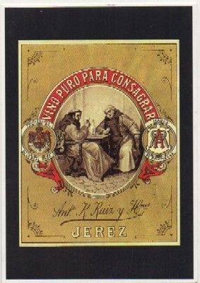 POSTAL PUBLICITARIA. REPROD. ETIQUETAS ANTIGUAS. VINO PURO PARA CONSAGRAR