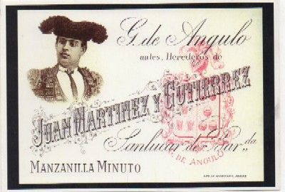 POSTAL PUBLICITARIA. REPROD. ETIQUETAS ANTIGUAS. MANZANILLA MINUTO. JUAN MARTINEZ Y GUTIERREZ