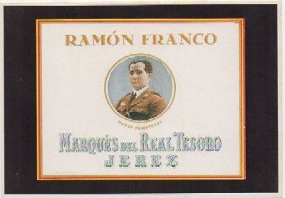 POSTAL PUBLICITARIA. REPROD. ETIQUETAS ANTIGUAS. RAMON FRANCO. MARQUES DEL REAL TESORO